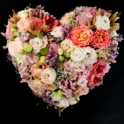 trauerherz in creme, rosa, apricot