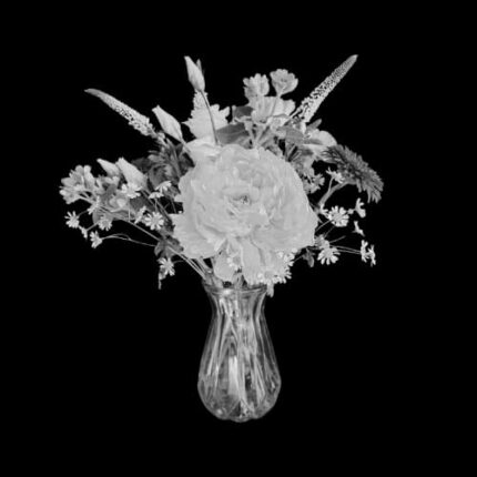 Florale Tischdekoration als schwarz-weißes Kategoriebild